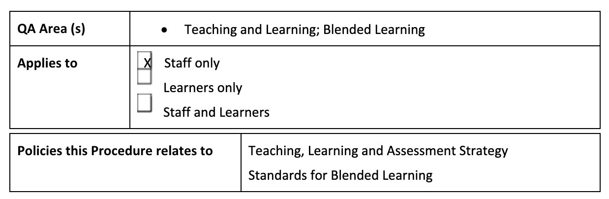Blended Learning Standards